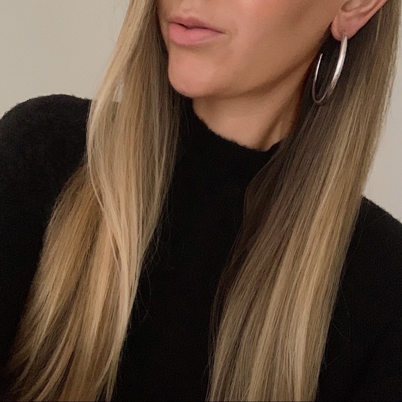 Silver Tube Hoops | 18k White Gold Filled - Picture 2 of 5